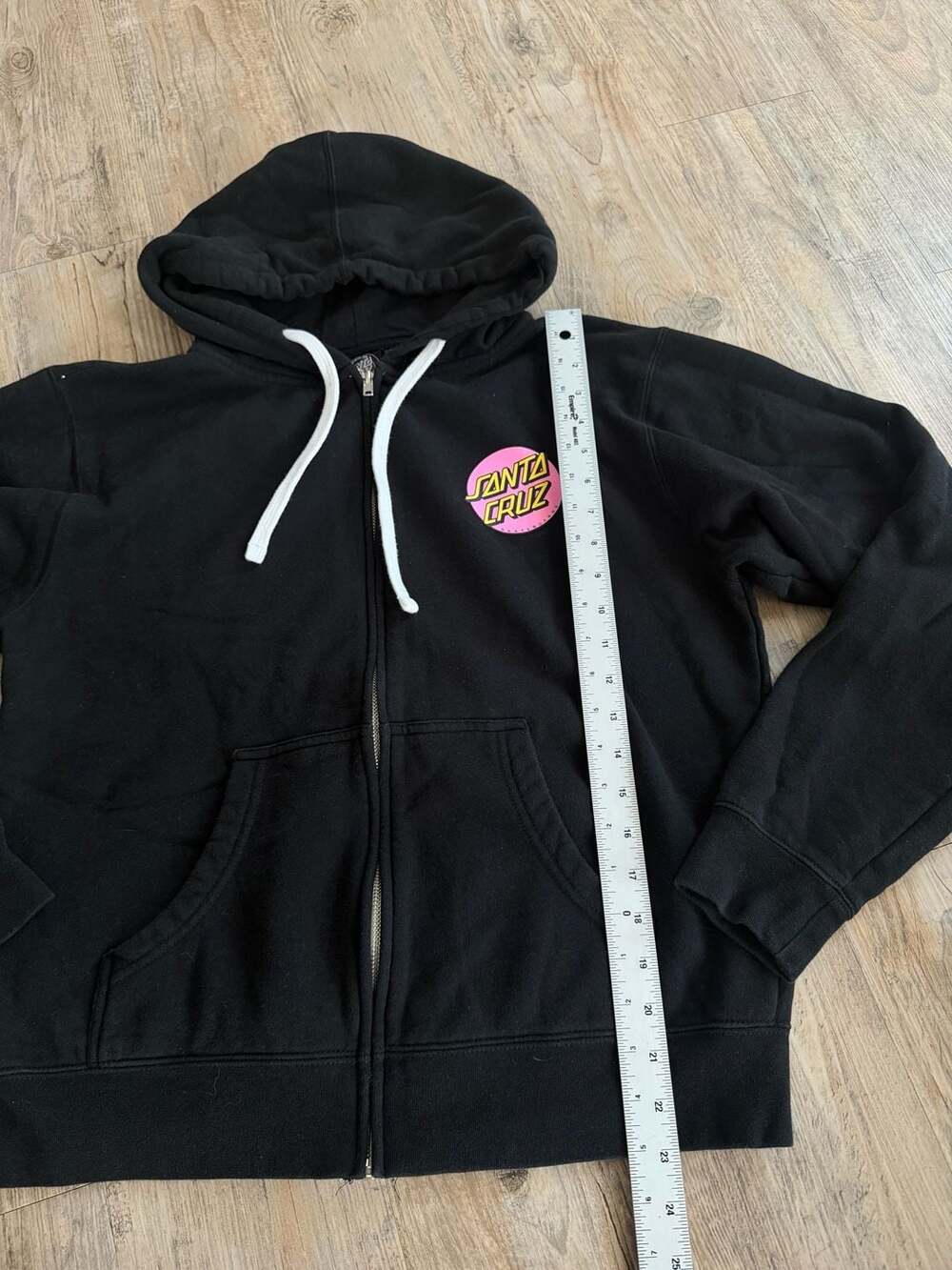 Santa Cruz Pink Dot Logo Zip-Up Hoodie Black Size L - Picture 2 of 5